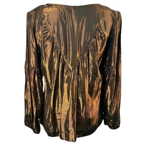 Anthropologie Amadi Merry Metallic  Bronze Blouse Size S - Picture 3 of 8